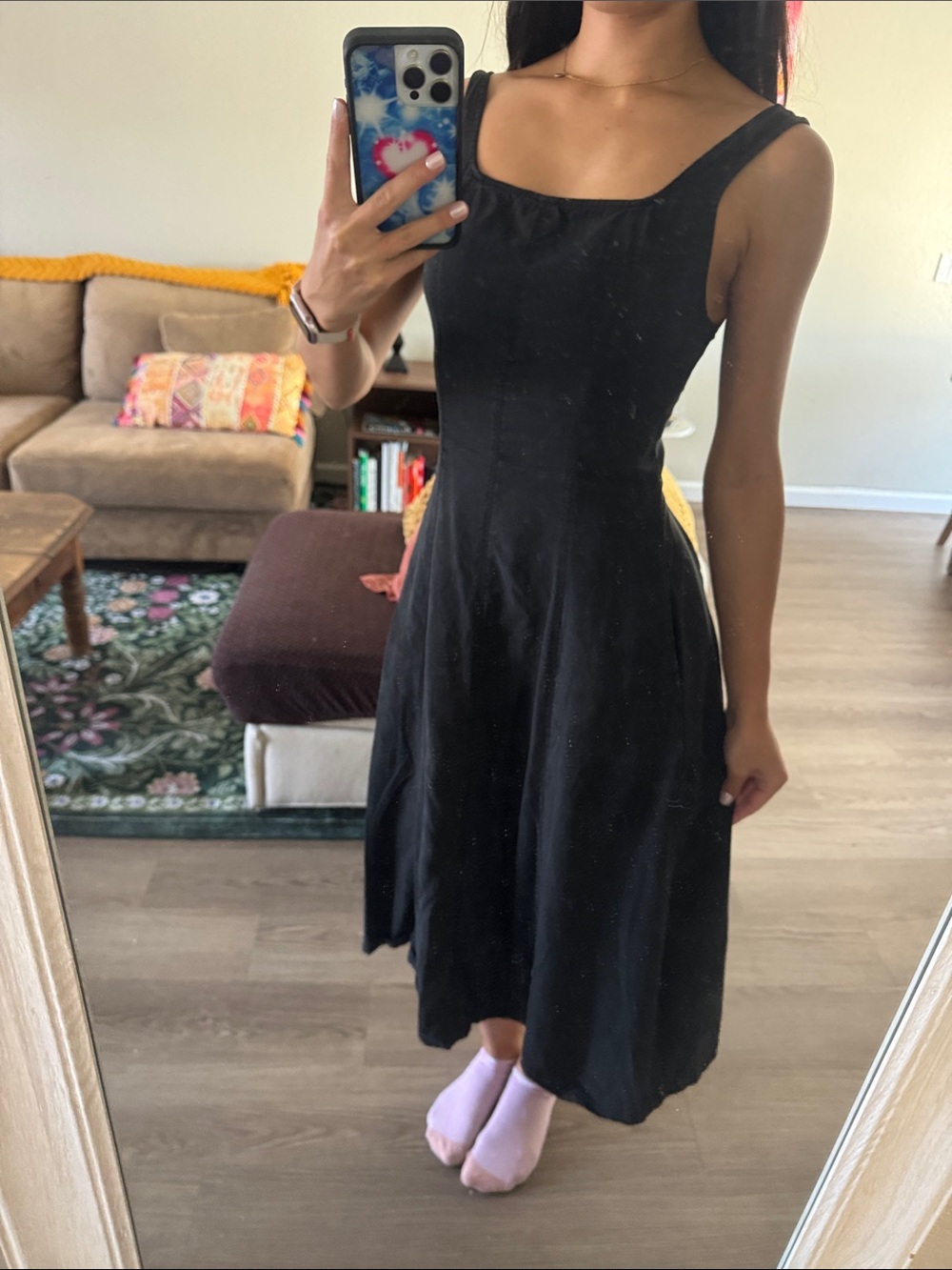 Universal Thread Black Square-Neck Midi Dress